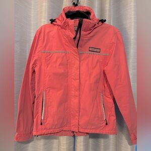 Vineyard Vines Pink Hooded Rain Coat Reflective Accents Drawstring Toggle Small